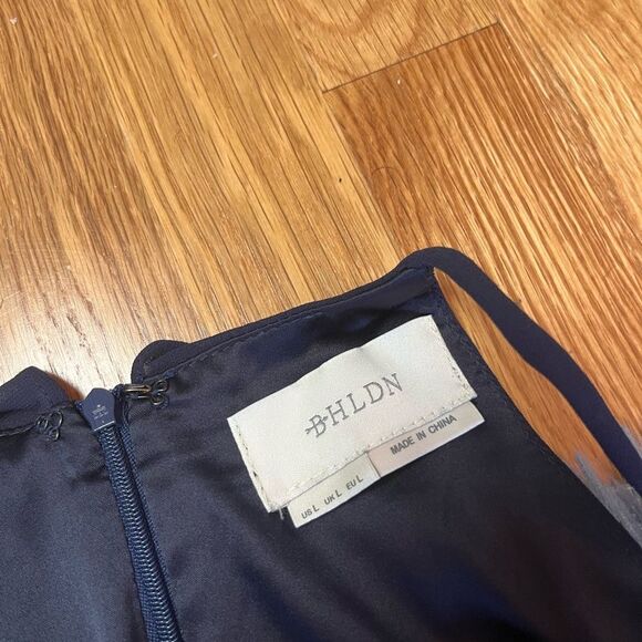 Anthropologie BHLDN Navy Blue Dress Halter-Neck Size L Maxi Bridesmaid - Picture 2 of 8